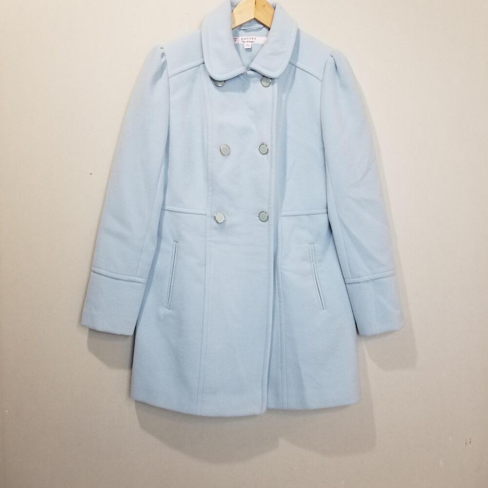 Miss Selfridge Petites Coat Womens 6 Blue Double Breasted Tailored Peacoat